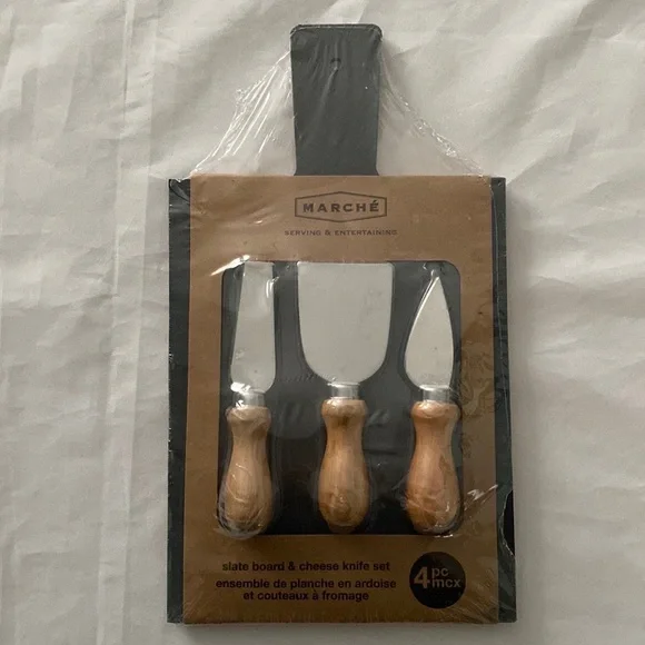 Serving & Entertaining 4 Piece Slate Board & Cheese Knife Set - Picture 6 of 7